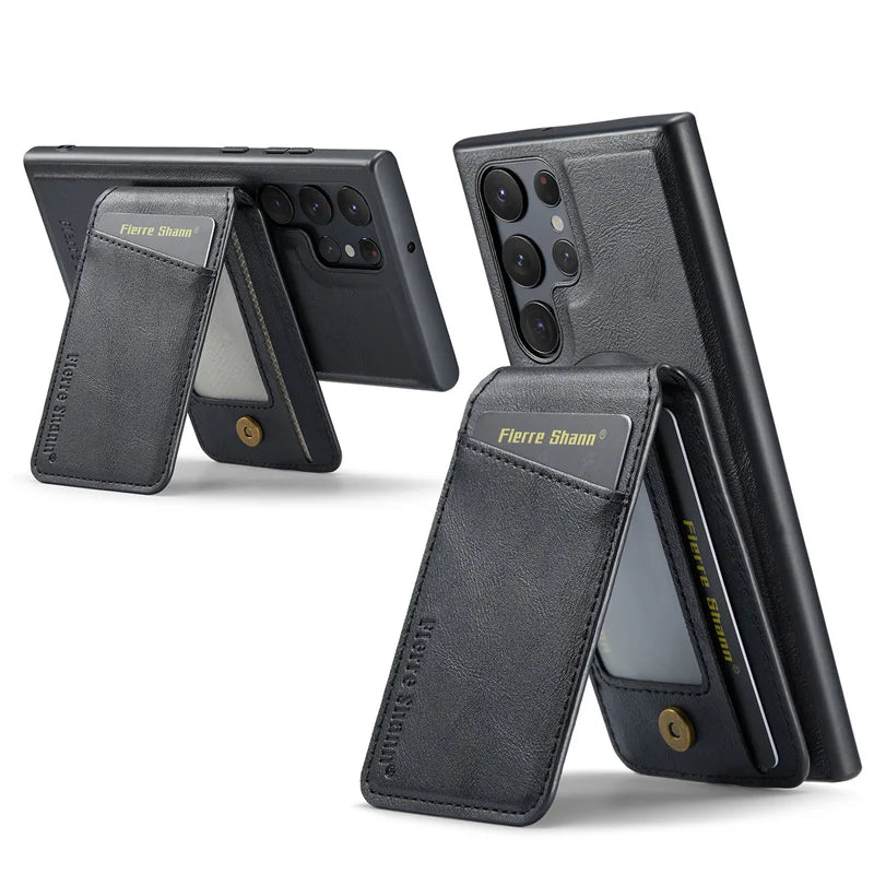 Wallet Pro Leather Case for Galaxy S24 S23 S22 Ultra Plus FE Card Holder Samsung