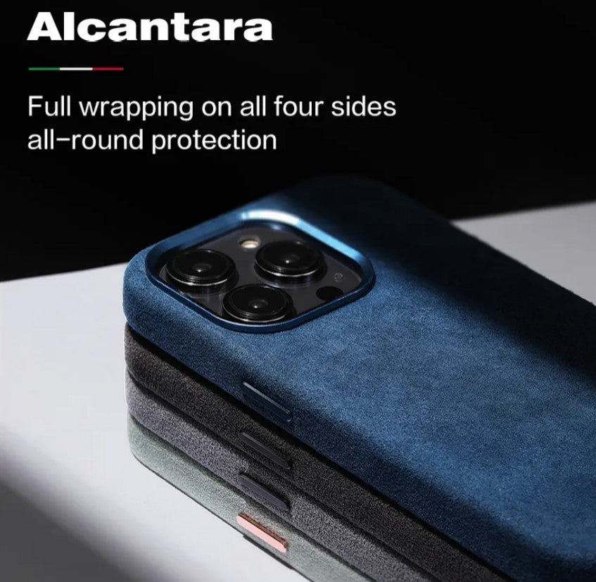 Alcantara Leather Case for iPhone 16 15 14 13 Pro Max Plus Mini ShockProof