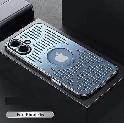 Metal Heat Dissipation Case for iPhone 12 to 16 Pro Max Plus with Magnetic Magsafe