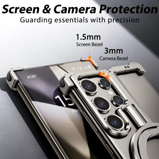 Frameless Aluminum Case for Galaxy S23 S24 Ultra Plus Shockproof Samgung MagSafe