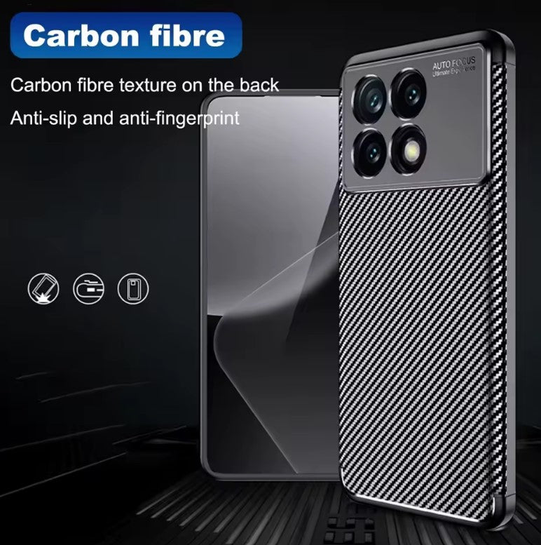 C&T Carbon Fiber Silicone Case For Poco X6 Pro 5G and Redmi Note 13 Pro 5G Shock Proof