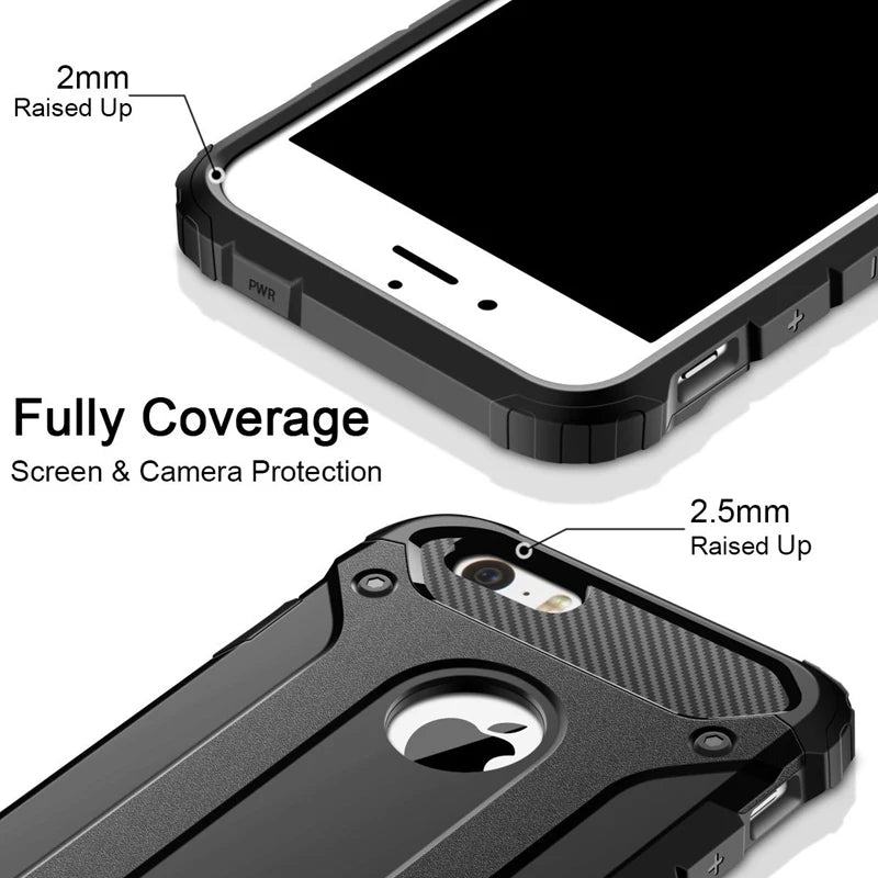 Armor Shield Case for iPhone 5 6 7 8 S Plus X XR XS Max  ShockProof