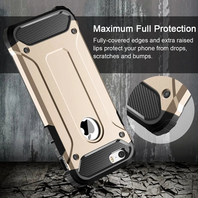 Armor Shield Case for iPhone 5 6 7 8 S Plus X XR XS Max  ShockProof