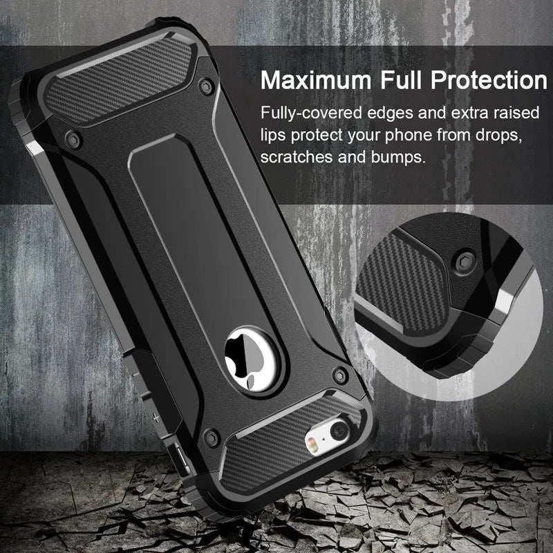 Armor Shield Case for iPhone 5 6 7 8 S Plus X XR XS Max  ShockProof