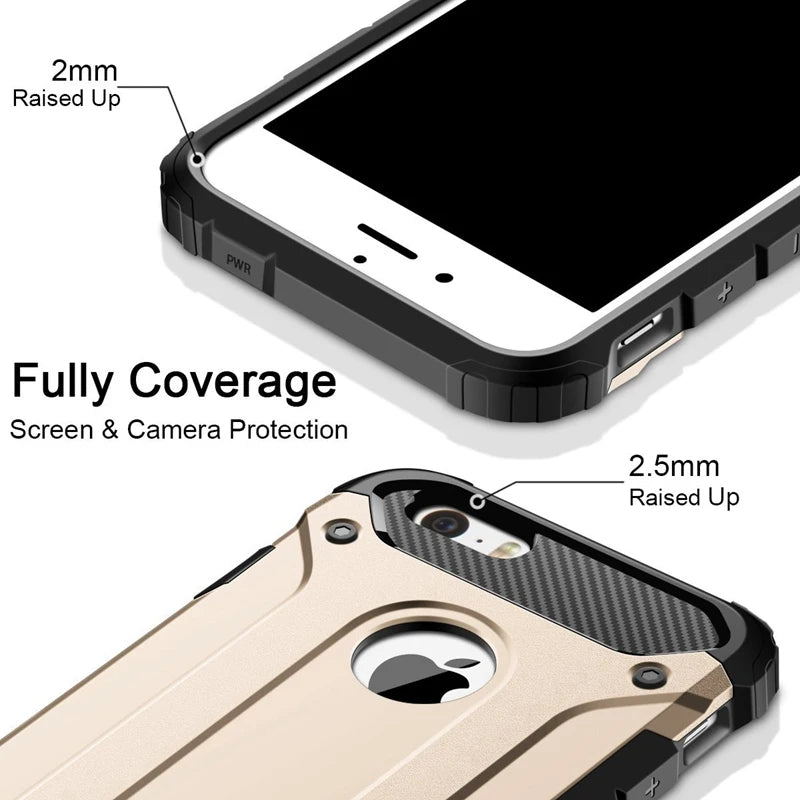 Armor Shield Case for iPhone 5 6 7 8 S Plus X XR XS Max  ShockProof