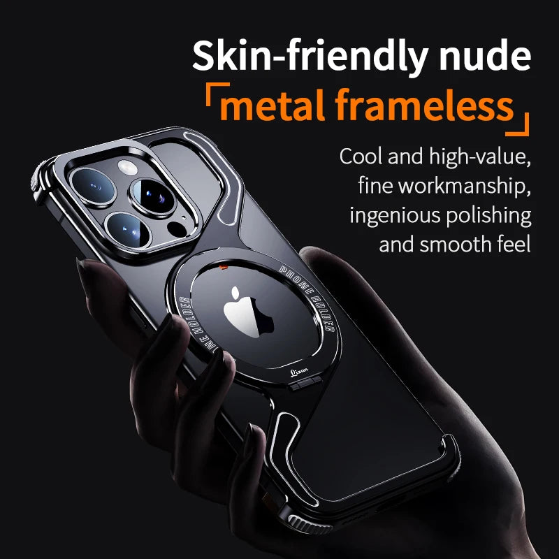 ShockProof Metal Z Shape iPhone Case For iPhone 13 14 15 16 Pro Max Magnetic Stand MagSafe