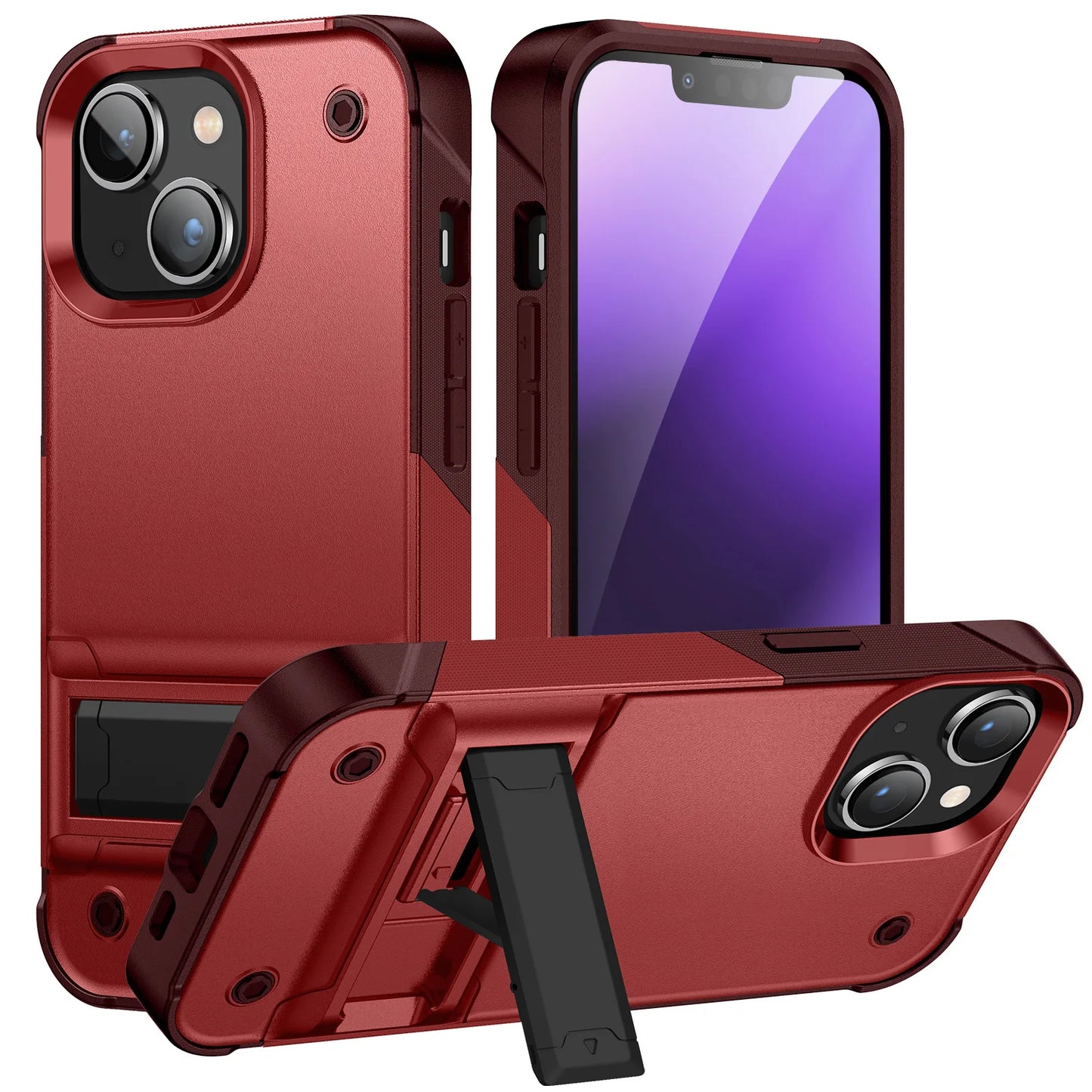 Shield Case With Stand for iPhone 15 14 13 12 Pro Max ShockProof