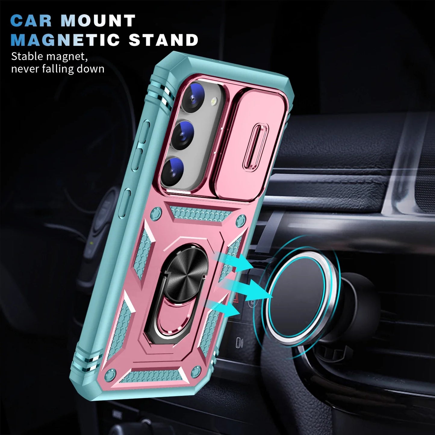 ShockProof Metal Bracket Case for Galaxy A15 A35 A55 Magnetic Samsung 4G 5G