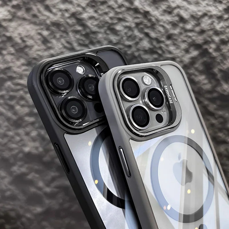 Case with Stand + Glass Len For iPhone 11 to 15 Pro Max Plus ShockProof Magsafe