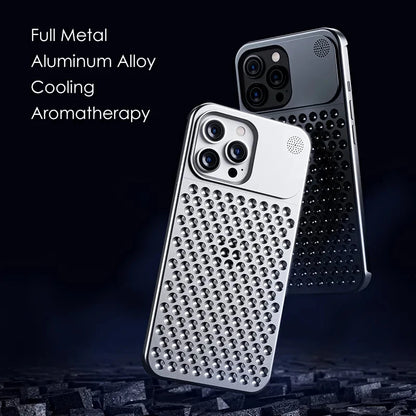 Heat Dissipation Metal Case For iPhone 12 13 14 15 16 Pro Max Plus Aromatherapy Cooling