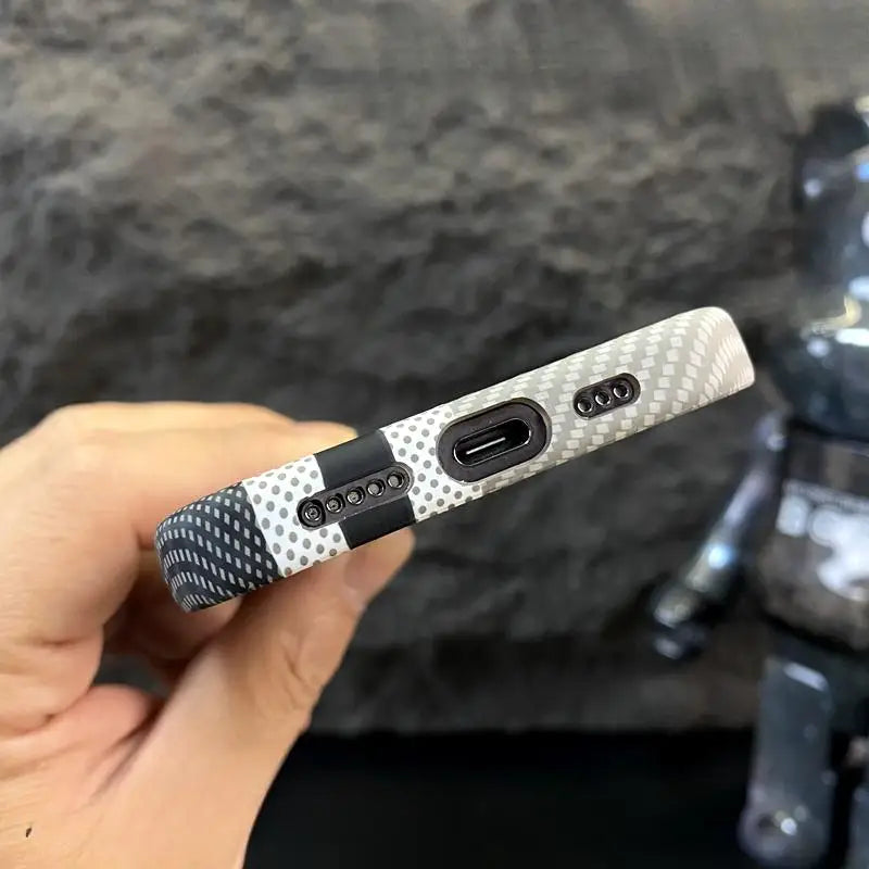 Carbon Fiber like Case for iPhone 13 14 15 16 Pro Max ShockProof MagSafe