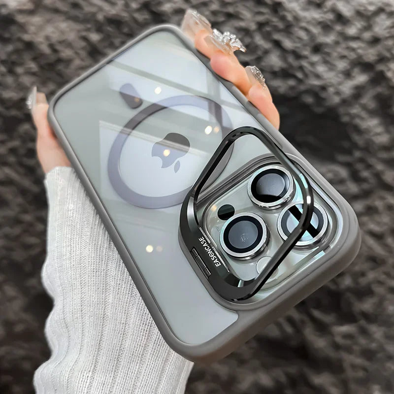 Case with Stand + Glass Len For iPhone 11 to 15 Pro Max Plus ShockProof Magsafe
