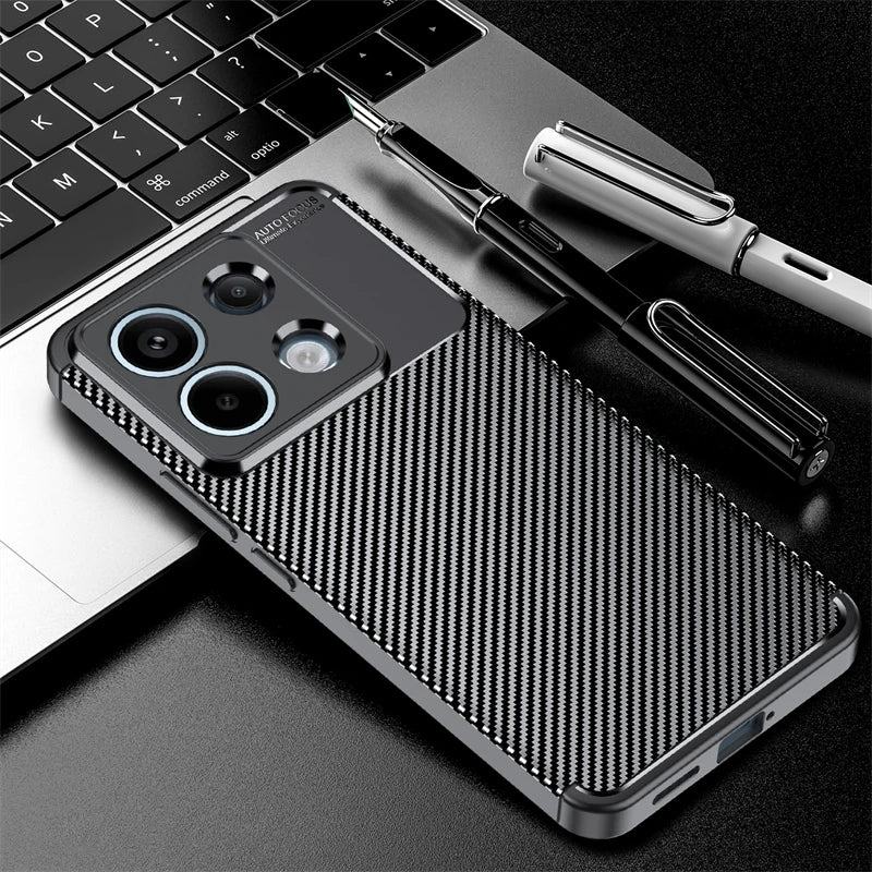 C&T Carbon Fiber Silicone Case For Poco X6 Pro 5G and Redmi Note 13 Pro 5G Shock Proof