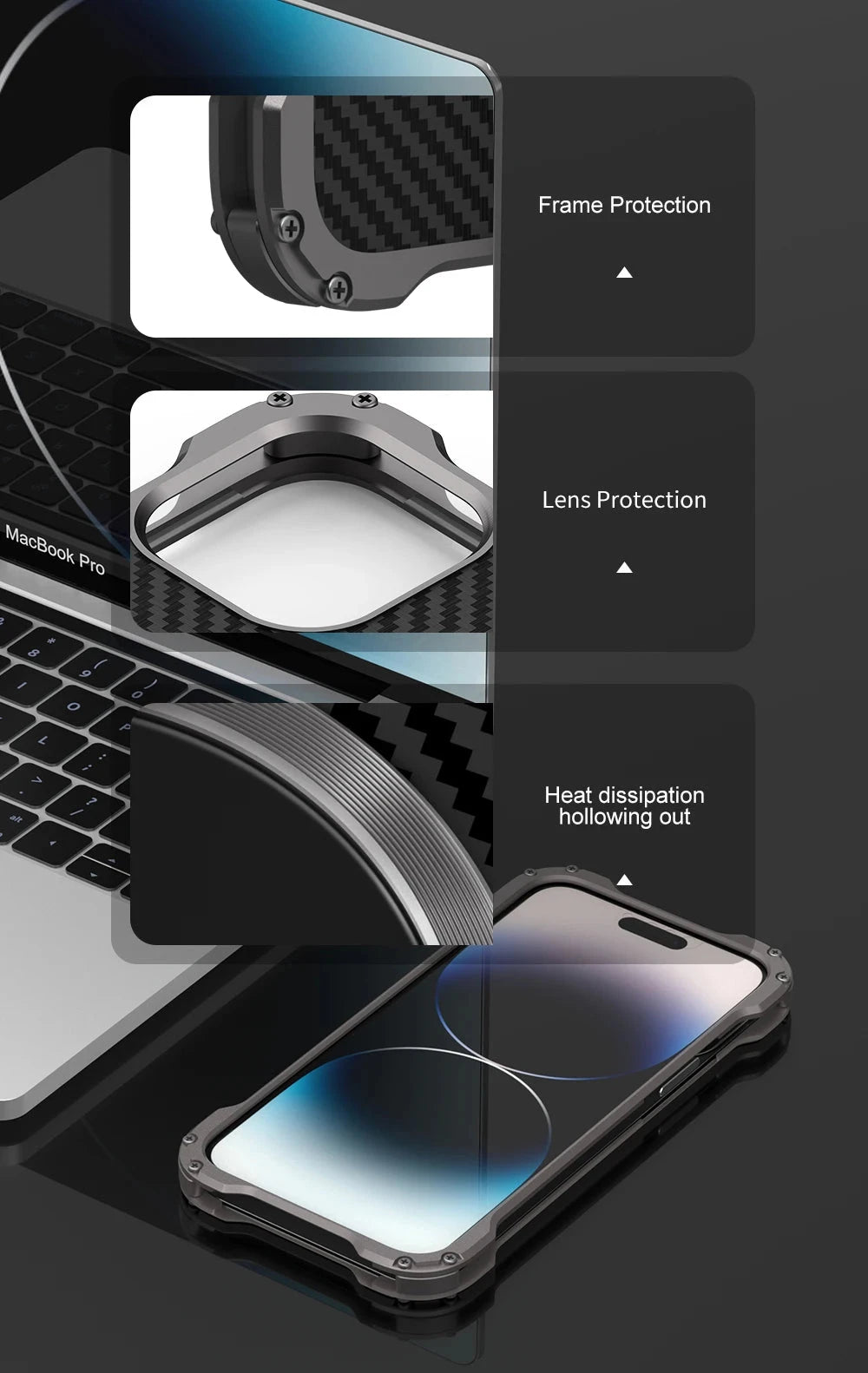 Metal + Carbon Fiber Case For iPhone 16 15 14 13 12 Pro Max MagSafe + Bumper ShockProof