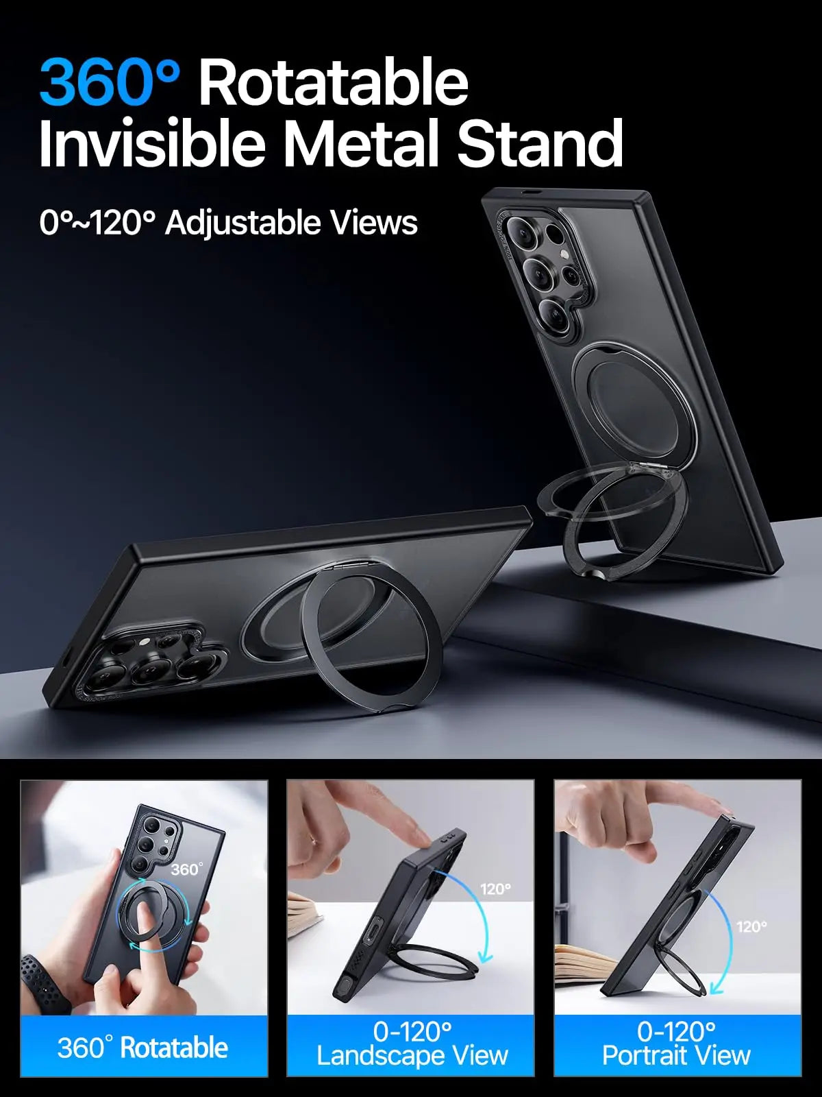 Metal 360º Bracket Case for Galaxy S24 S23 S22 Ultra Plus Samsung ShockProof