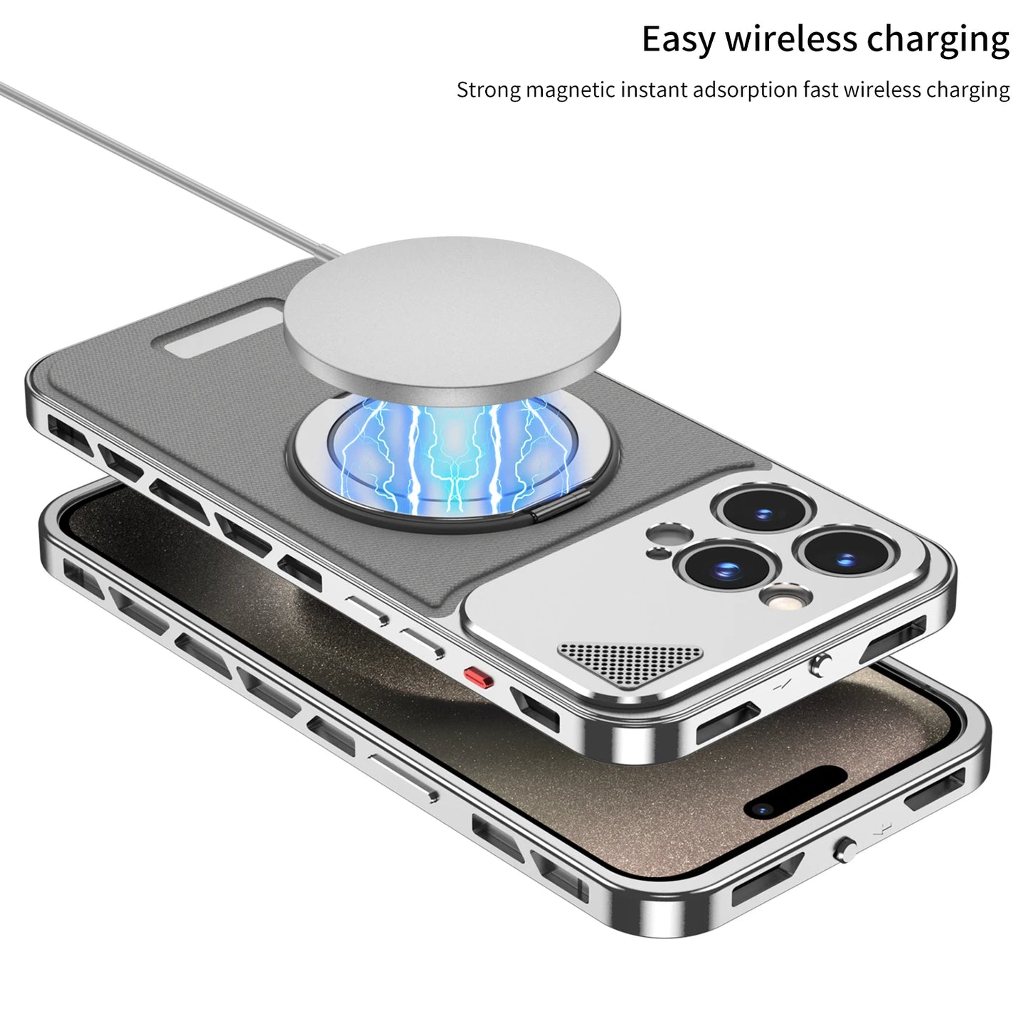 Luxury Metal Shield Case for iPhone 13 14 15 16 Pro Max Plus with Kickstand of hard metal