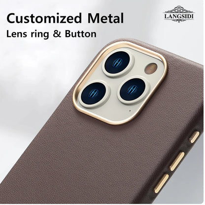 Nappa Leather Case for iPhone 15 14 13 12 Pro Max MagSafe