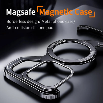 ShockProof Metal Z Shape iPhone Case For iPhone 13 14 15 16 Pro Max Magnetic Stand MagSafe