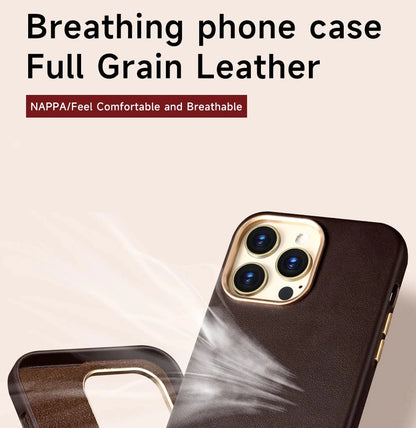 Nappa Leather Case for iPhone 15 14 13 12 Pro Max MagSafe