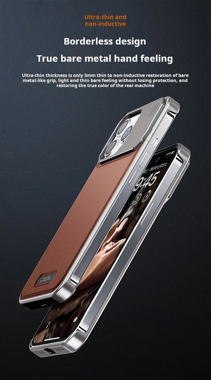 Aluminium + Leather Case for iPhone 13 14 15 16 Pro Max Plus Aromatherapy Built In