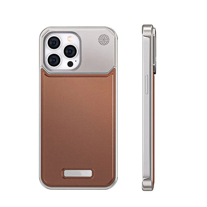 Aluminium + Leather Case for iPhone 13 14 15 16 Pro Max Plus Aromatherapy Built In