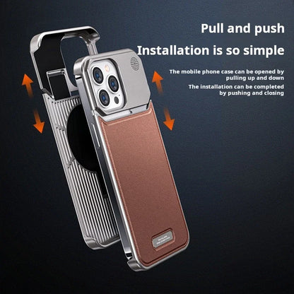 Aluminium + Leather Case for iPhone 13 14 15 16 Pro Max Plus Aromatherapy Built In