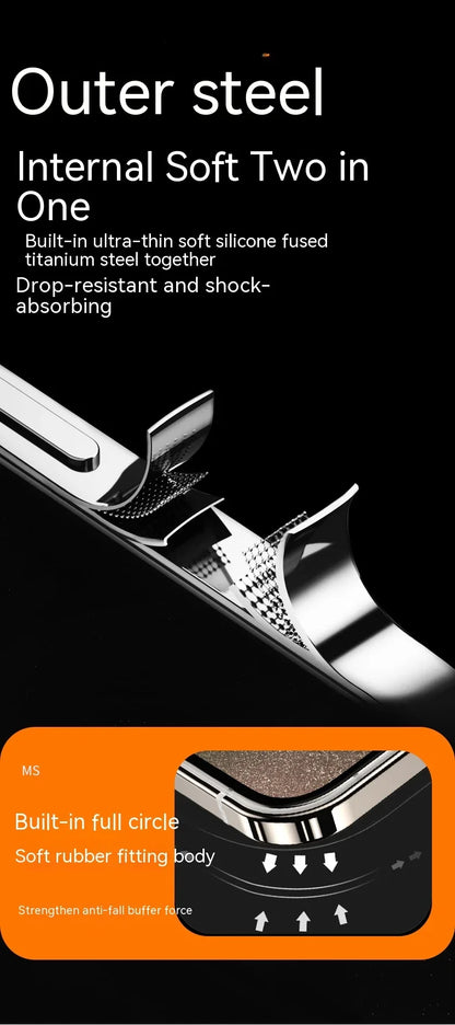 Steel + Alloy Case for iPhone 15 16 Pro max Plus MagSafe Fall Protection