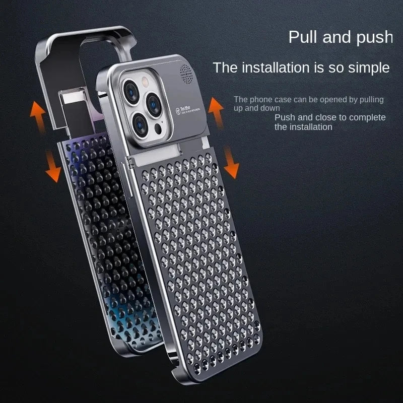 Heat Dissipation Metal Case For iPhone 12 13 14 15 16 Pro Max Plus Aromatherapy Cooling