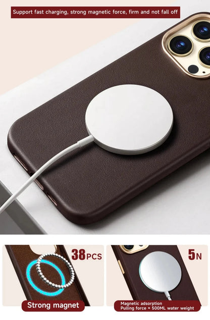 Nappa Leather Case for iPhone 15 14 13 12 Pro Max MagSafe