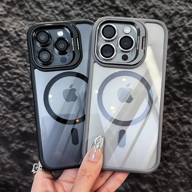 Case with Stand + Glass Len For iPhone 11 to 15 Pro Max Plus ShockProof Magsafe