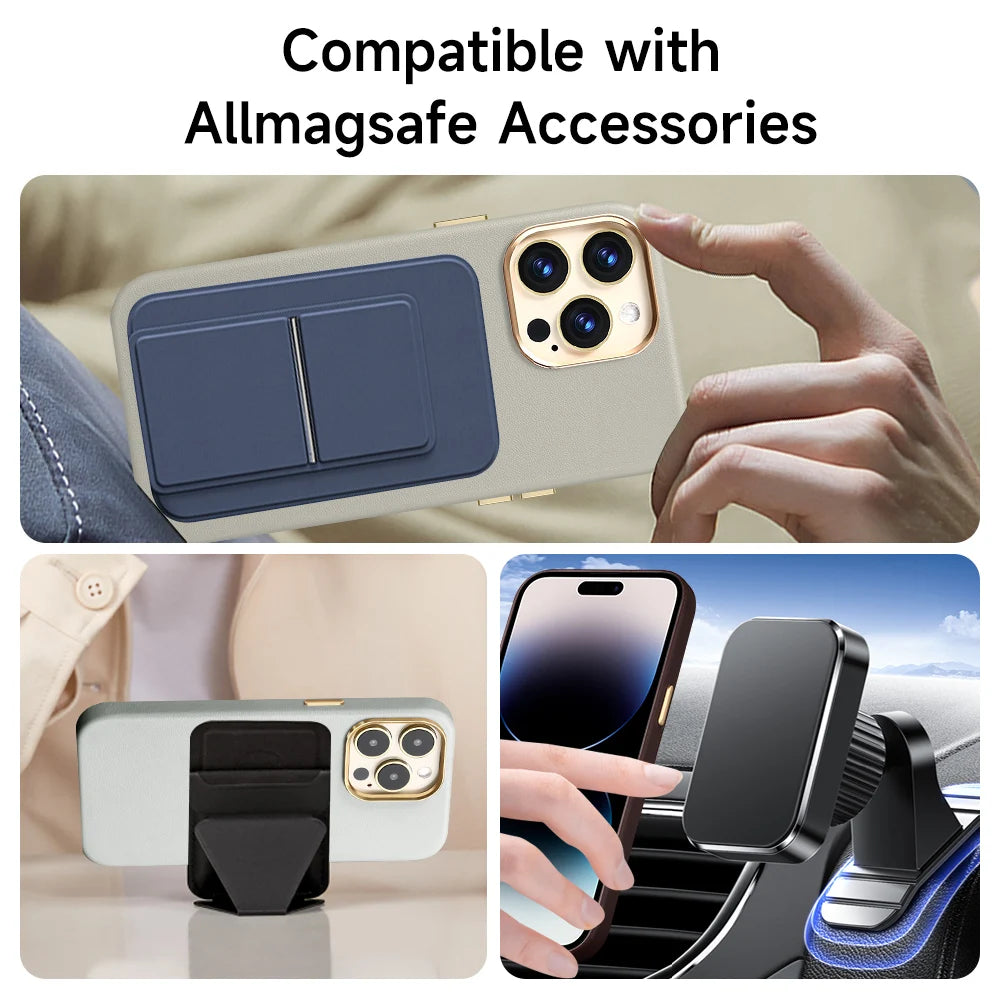 Nappa Leather Case for iPhone 15 14 13 12 Pro Max MagSafe