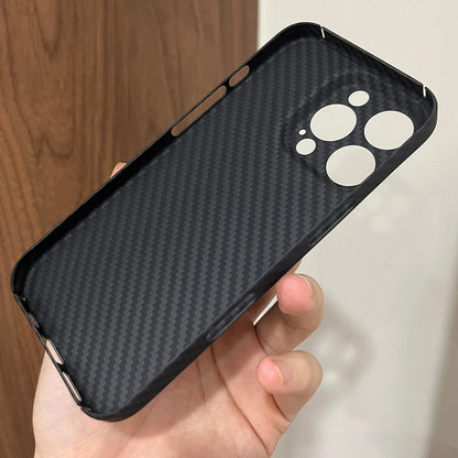 Aramid Carbon Fiber Case For iphone 11 12 13 14 15 16 Pro Max Plus Mini ShockProof