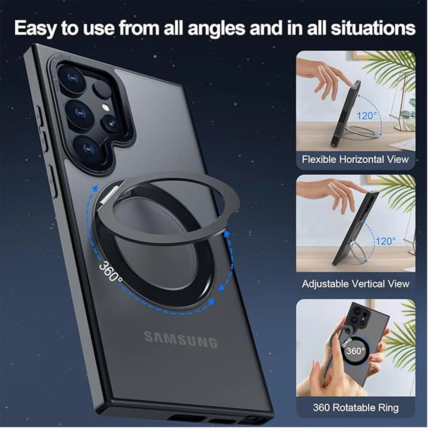 Metal 360º Bracket Case for Galaxy S24 S23 S22 Ultra Plus Samsung ShockProof