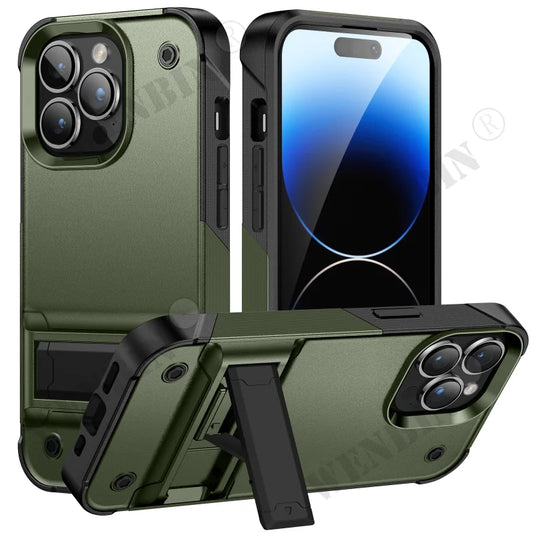 Shield Case With Stand for iPhone 15 14 13 12 Pro Max ShockProof