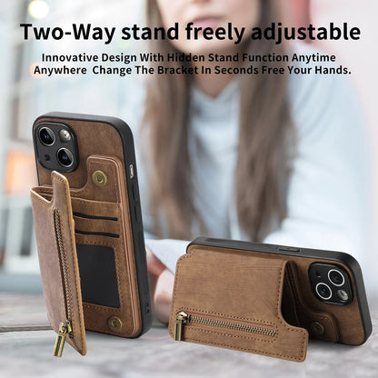 Wallet Leather Case For iPhone X to 16 Pro Max Plus Zipper Card