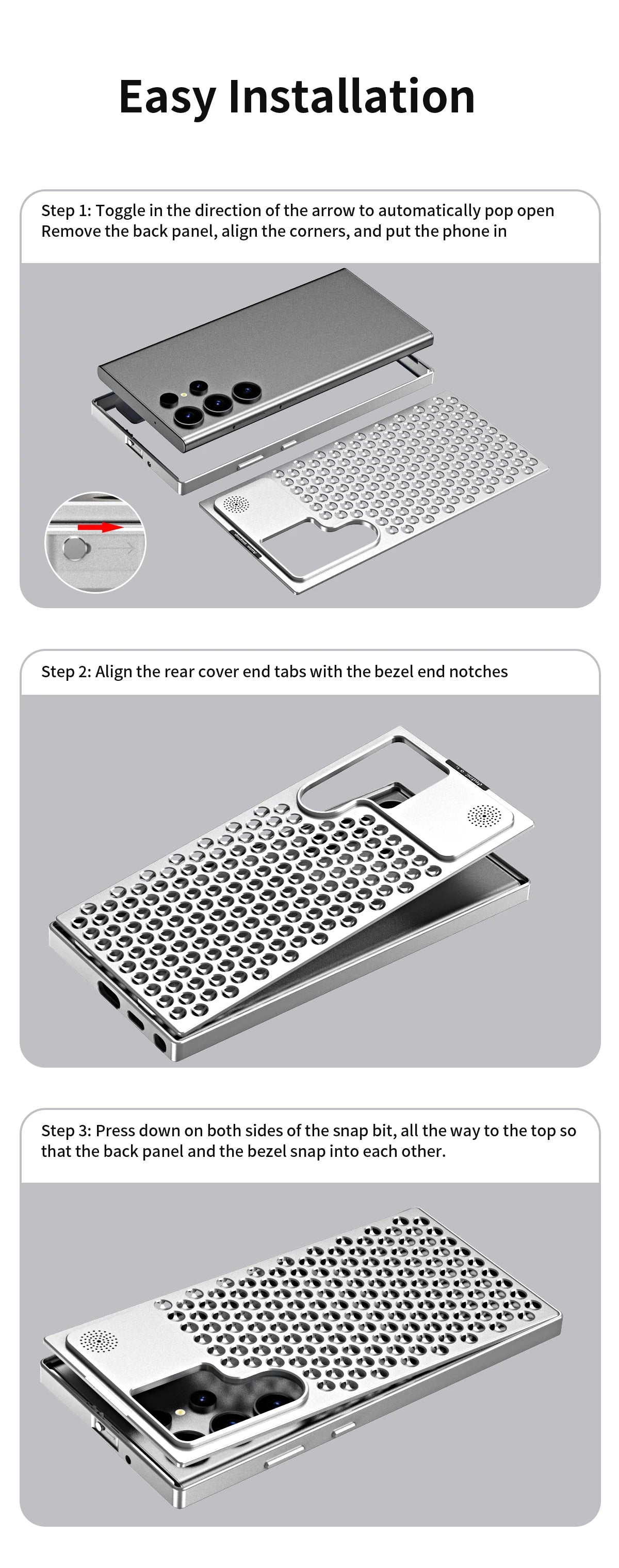 Heat Dissipation Aluminum Case For Galaxy s22 s23 s24 Ultra Plus Samsung Shockproof