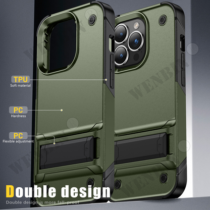 Shield Case With Stand for iPhone 15 14 13 12 Pro Max ShockProof