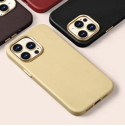 Nappa Leather Case for iPhone 15 14 13 12 Pro Max MagSafe