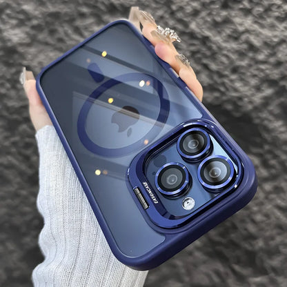 Case with Stand + Glass Len For iPhone 11 to 15 Pro Max Plus ShockProof Magsafe
