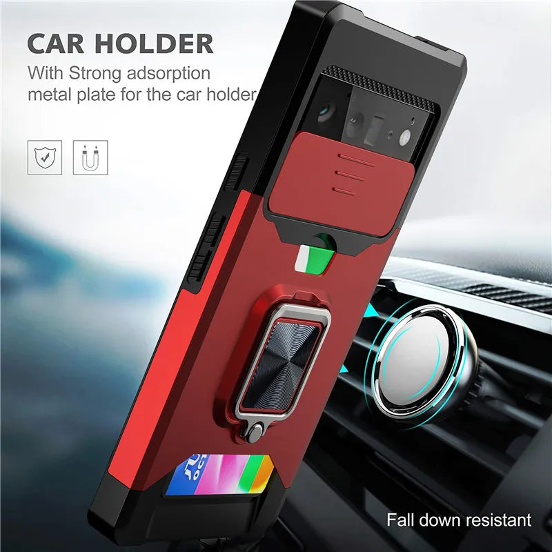 Card Holder Bracket Case for Pixel 8 7 6 5 A Pro Google Kick Stand Metal