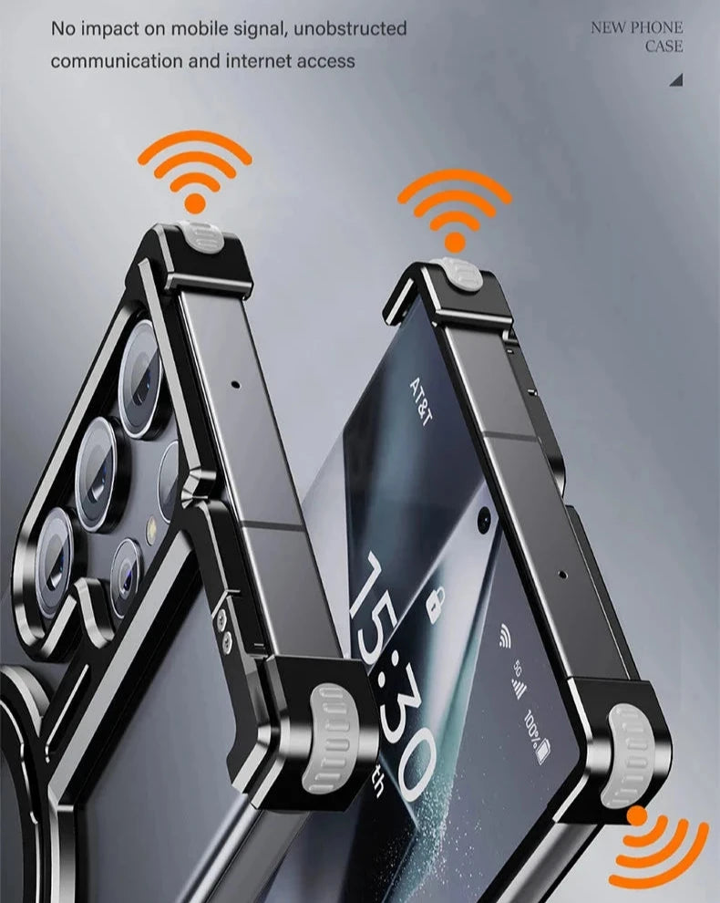 Frameless Aluminum Case for Galaxy S23 S24 Ultra Plus Shockproof Samgung MagSafe