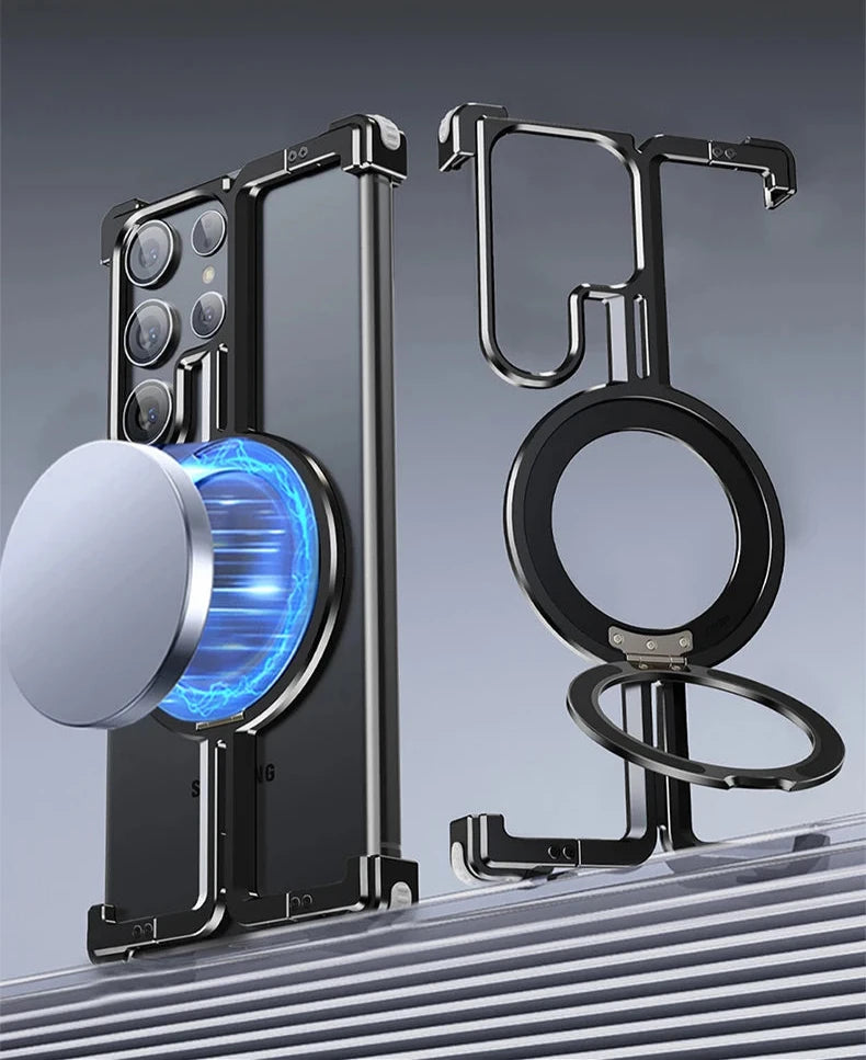 Frameless Aluminum Case for Galaxy S23 S24 Ultra Plus Shockproof Samgung MagSafe