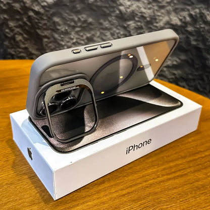 Case with Stand + Glass Len For iPhone 11 to 15 Pro Max Plus ShockProof Magsafe