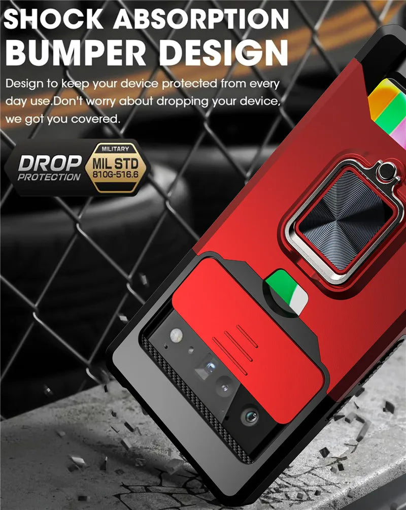 Card Holder Bracket Case for Pixel 8 7 6 5 A Pro Google Kick Stand Metal