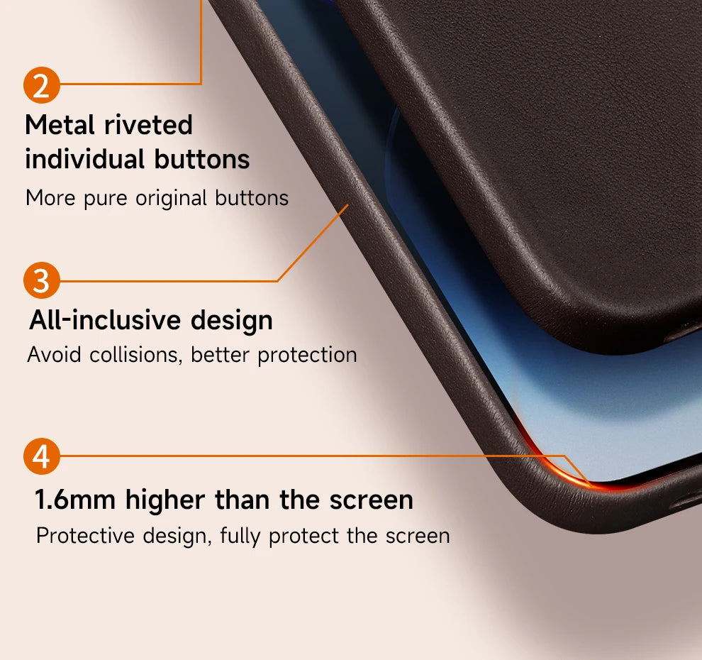 Nappa Leather Case for iPhone 15 14 13 12 Pro Max MagSafe