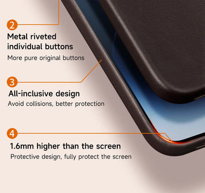 Nappa Leather Case for iPhone 15 14 13 12 Pro Max MagSafe