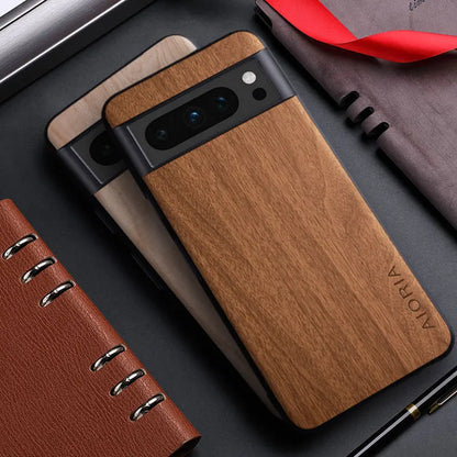 Wood Style Leather Case for Pixel 8 7 6 5 4 Pro A XL Google ShockProof Luxury