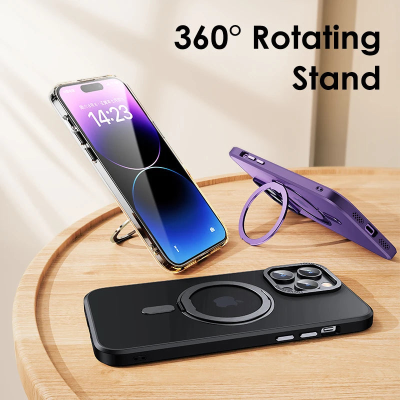 ShockProof + Magnetic Kickstand Case For iphone 16 15 14 13 12 11 Pro Max Plus 360° Rotation Ring Holder