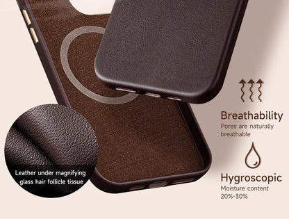 Nappa Leather Case for iPhone 15 14 13 12 Pro Max MagSafe