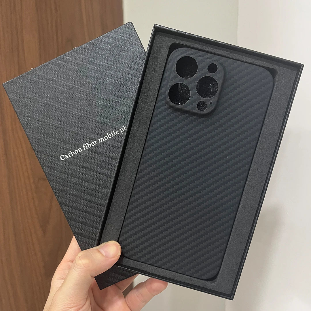 Aramid Carbon Fiber Case For iphone 11 12 13 14 15 16 Pro Max Plus Mini ShockProof